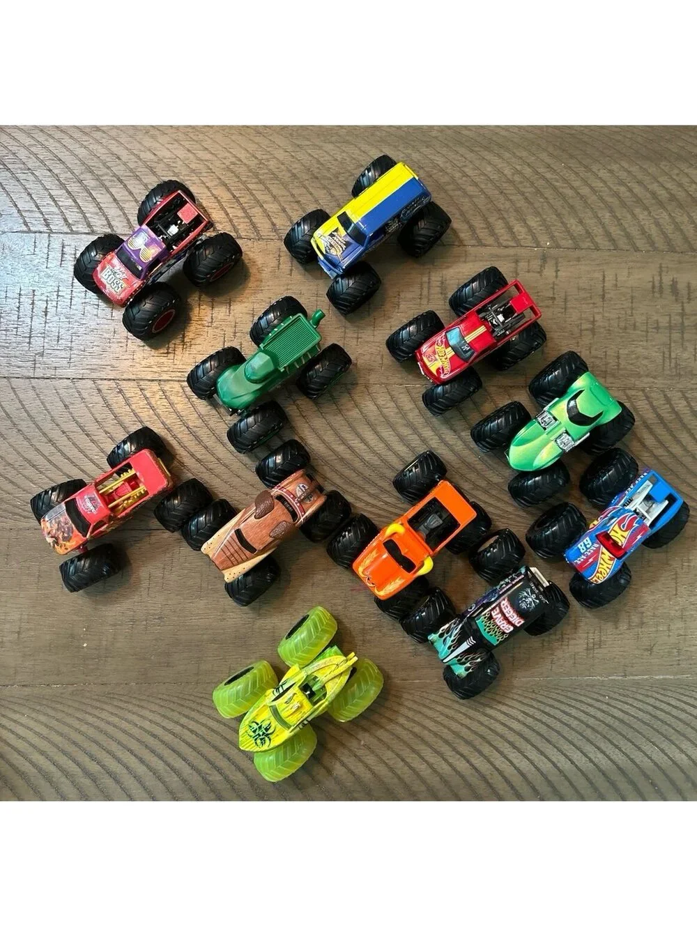 Hot Wheels Monster Trucks Lot of 11 Mixed Vehicles Shark Truck Grave Digger More